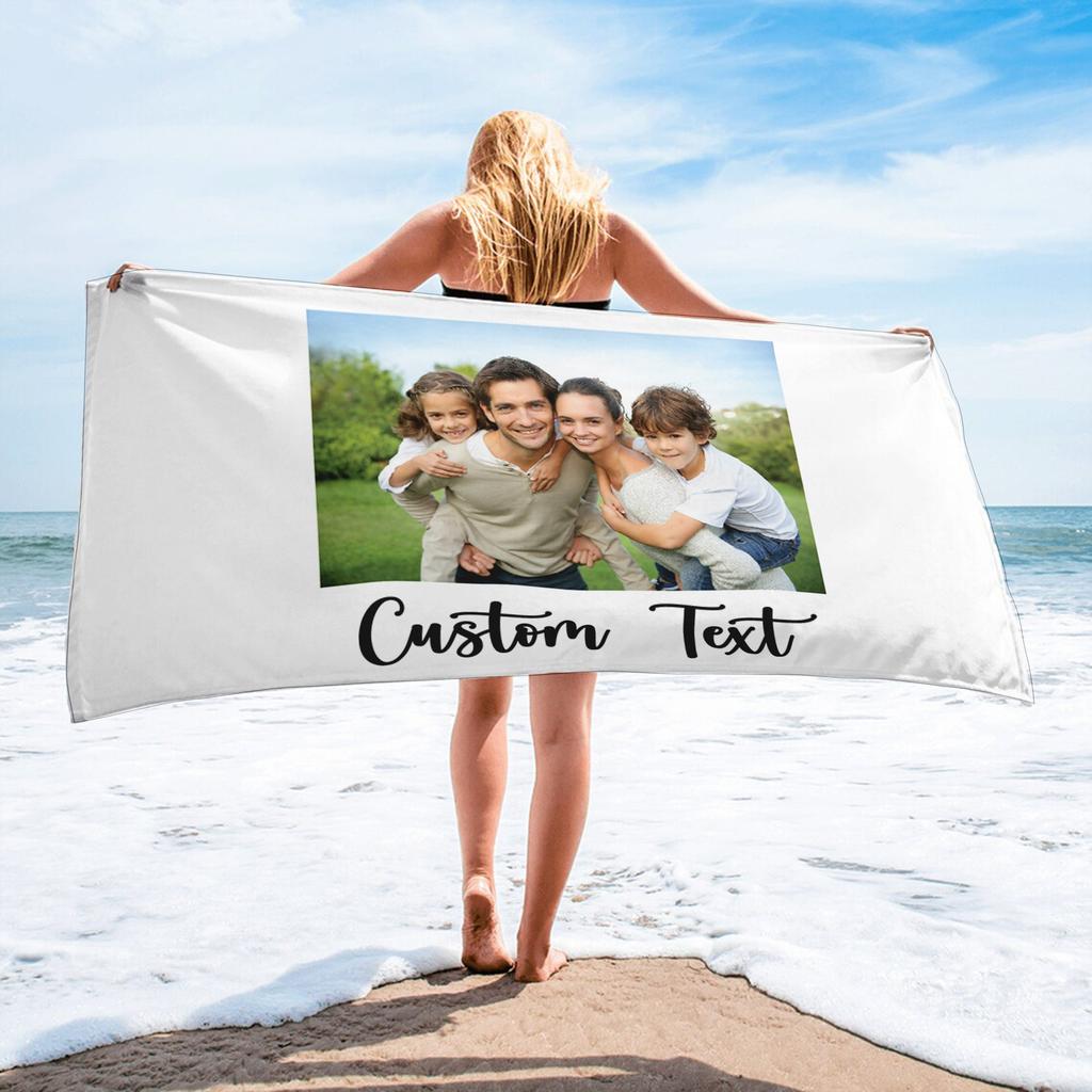 Personalized Beach Towel Custom Photo Name/Logo/Word Oversized Microfiber Towel Wedding Party Souvenir For Beach Swimming Bath
