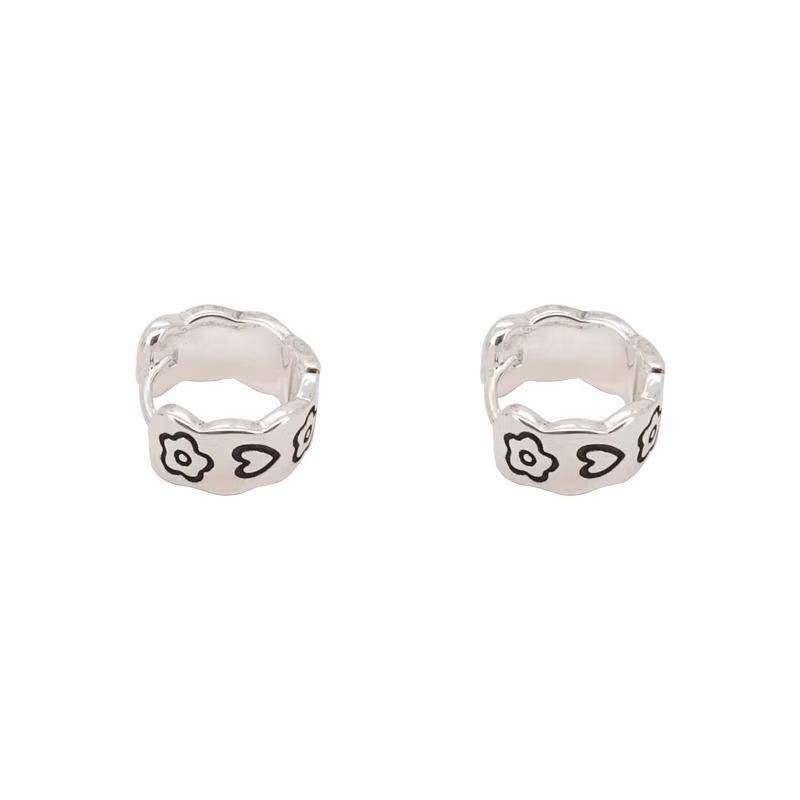Simple Graffiti Flower Earrings Niche High-end Autumn Winter Temperament Light Luxury Fashion Women's Versatile Trendy Earrings