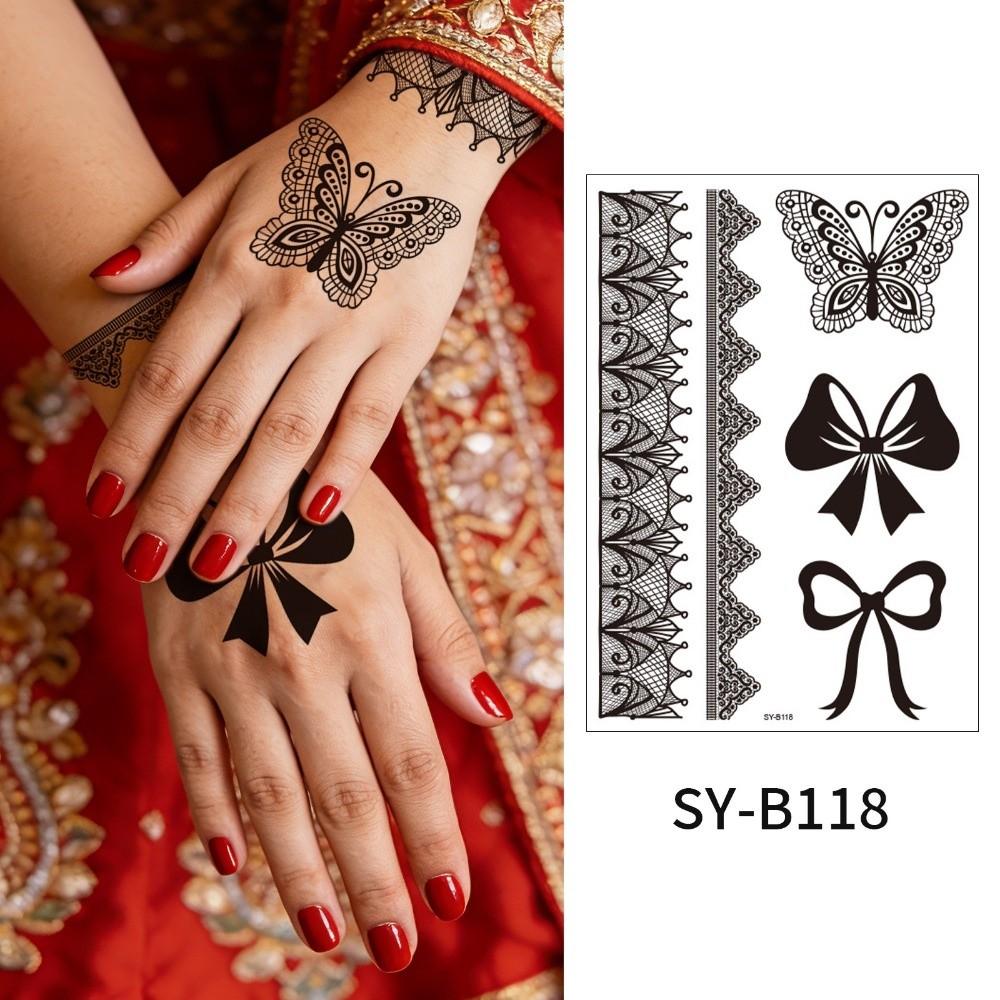 Adesivos de Transferência de Água Tatuagem Temporária de Henna Índia Mehndi Flor Arte Corporal Adesivo Mulher/Senhora/Menina