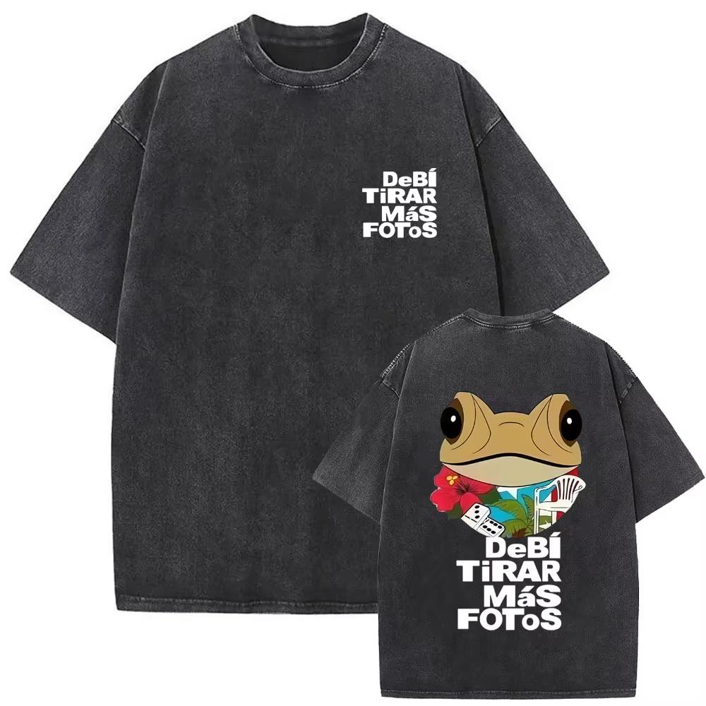 Summer Hot Sale Rapper Bad Bunny Washed Vintage T-shirt Debi Tirar Mas Fotos DTMF World Tour 2026 T Shirts Men Women Vintage Oversized Tshirt