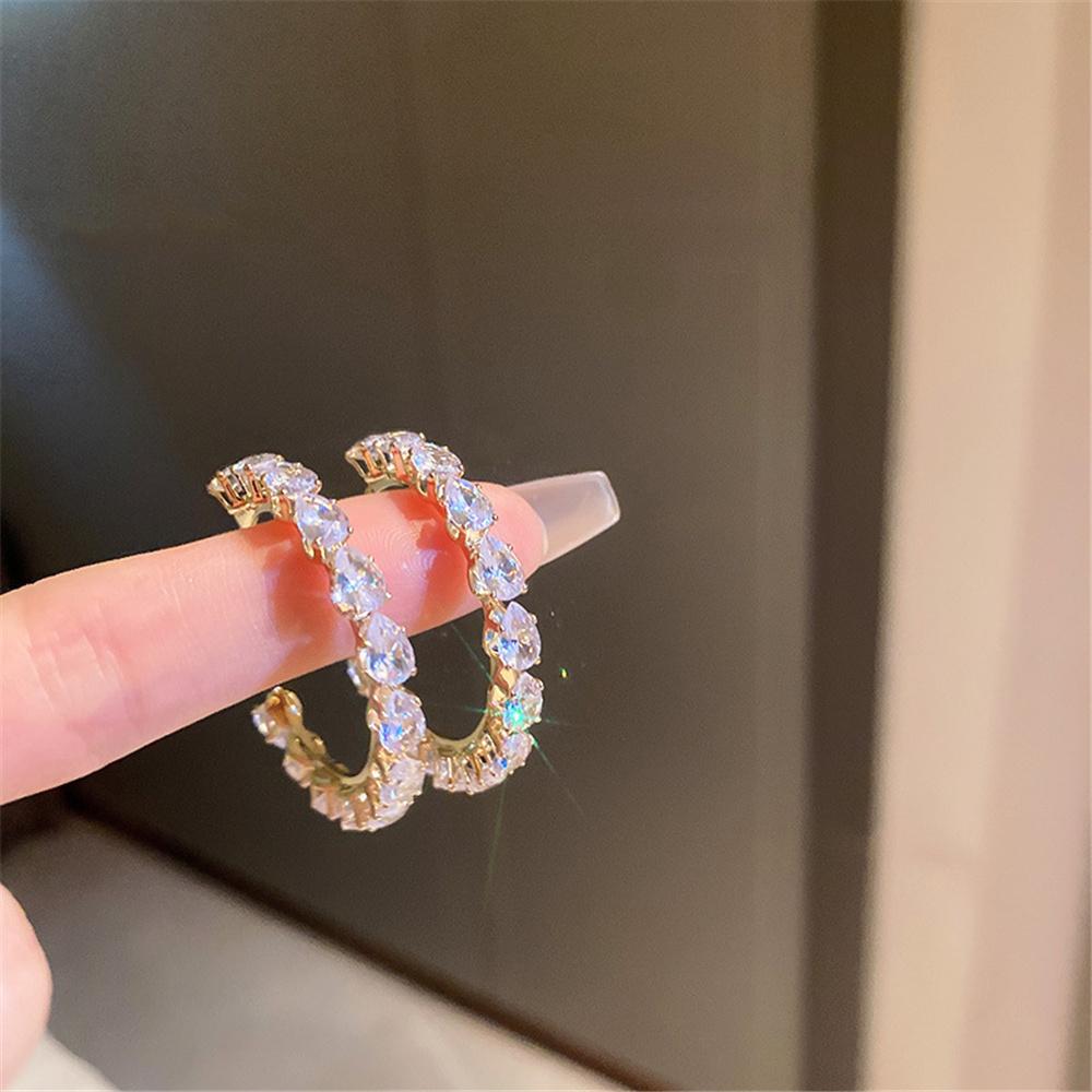 Damskie Kolczyki Koła z Białą i Czarną Cyrkonią Vintage Moda Kolor Złoty Ślubne Dla Kobiet