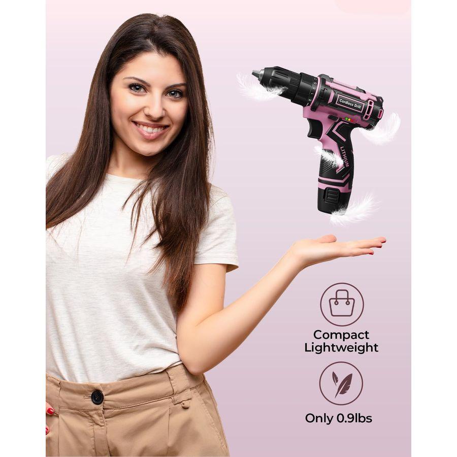 

Cordless Drill Set, Electric Power Drill for Women, Lightweight Electric Screwdriver Driver with Battery amp Charger, 3 8 Keyles