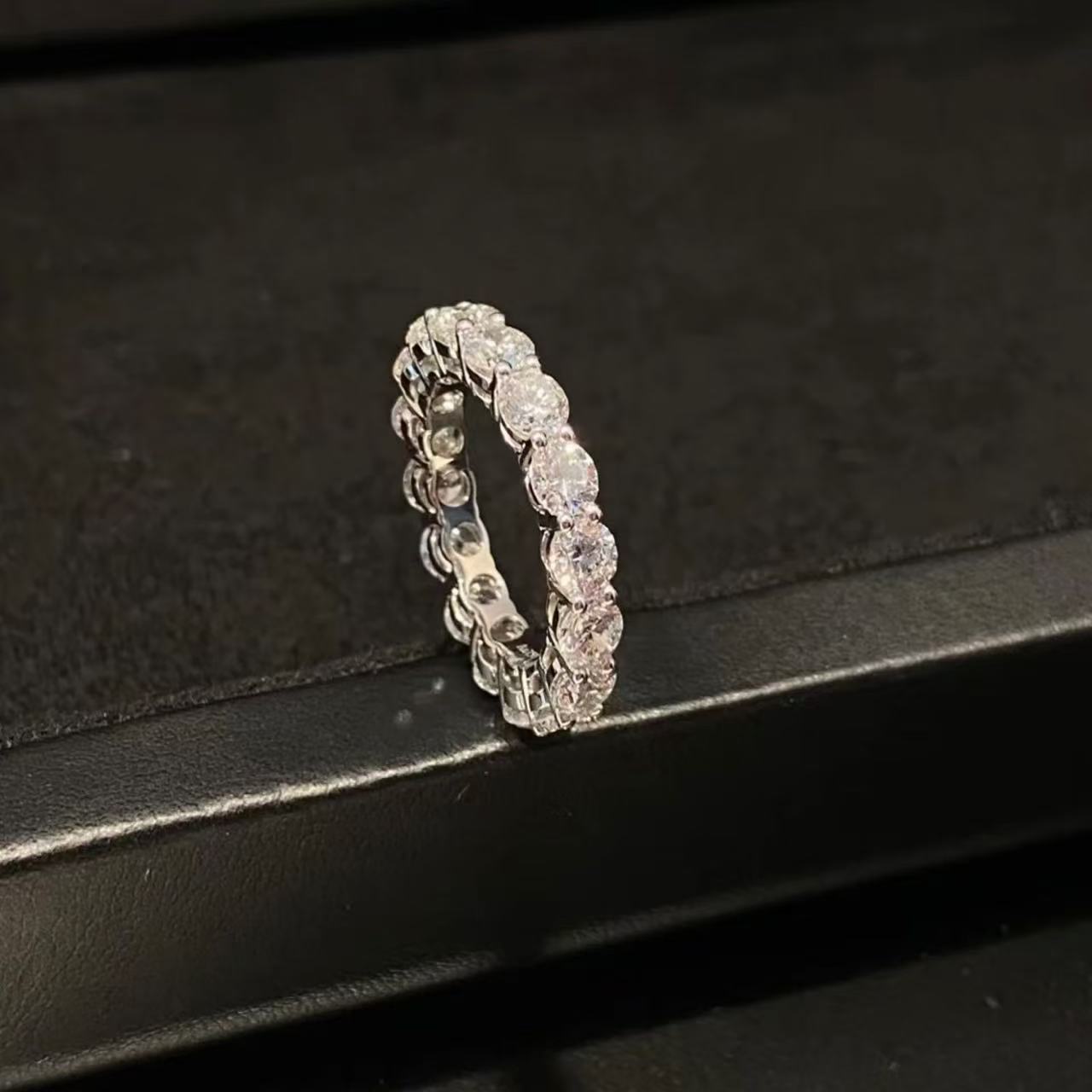 Seiko Advanced Round Diamond Row Diamond Ring Full Diamond Simulation Diamond Light Luxury Ring no. 6