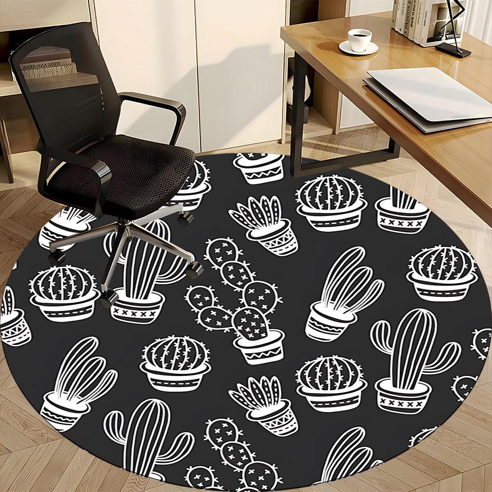 1PC Cactus Pattern Chair Carpet for Office, Indoor Non-Slip Washable Carpet, Soft Comfortable Mat For Office Room yy250930268