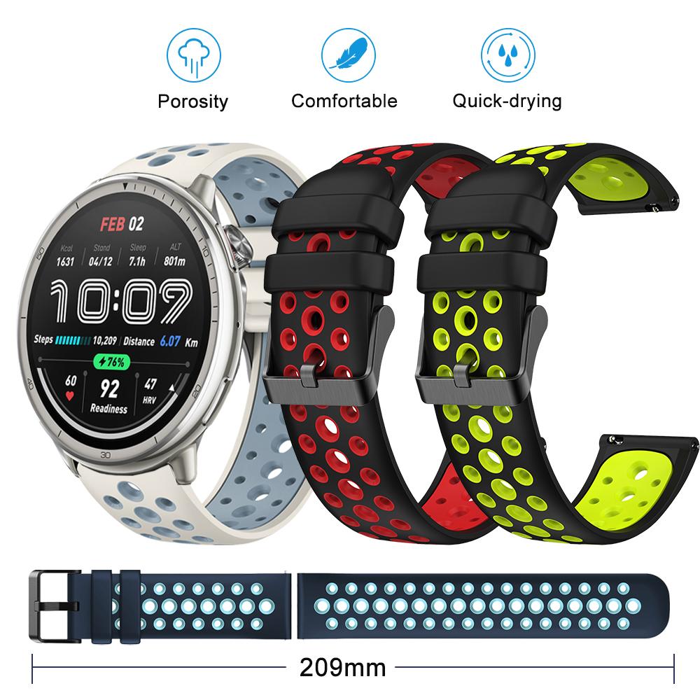 Round Hole Strap for Amazfit Active 2 Quick-dry Breathable Sport Wristband for Amazfit Bip3 Pro/GTS 4 Mini Smartwatch Band