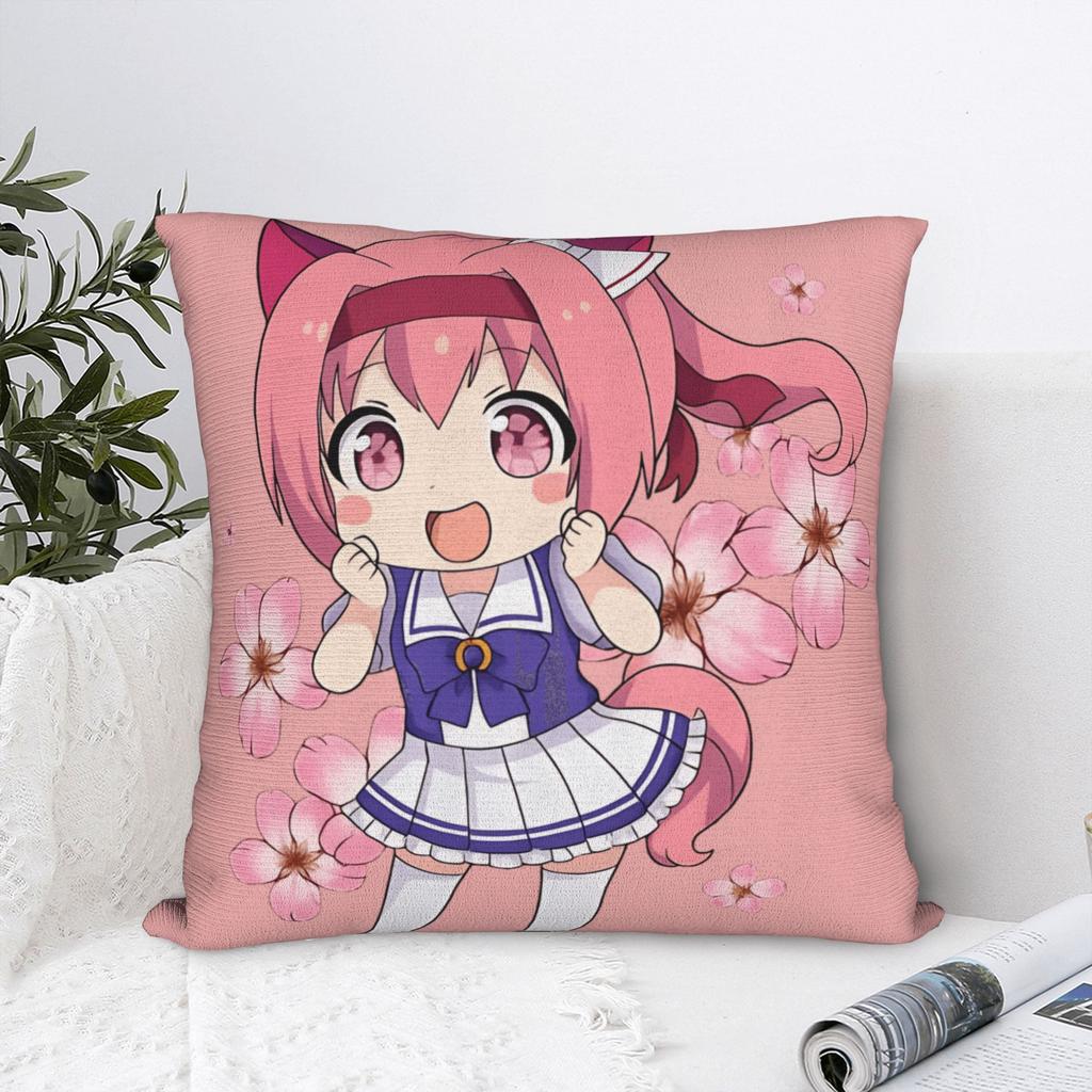 Haru Urara Chibi Pillow Case Umamusume Comfy Pillow Cover Vintage Cushion Cover For Office Car Home Decor