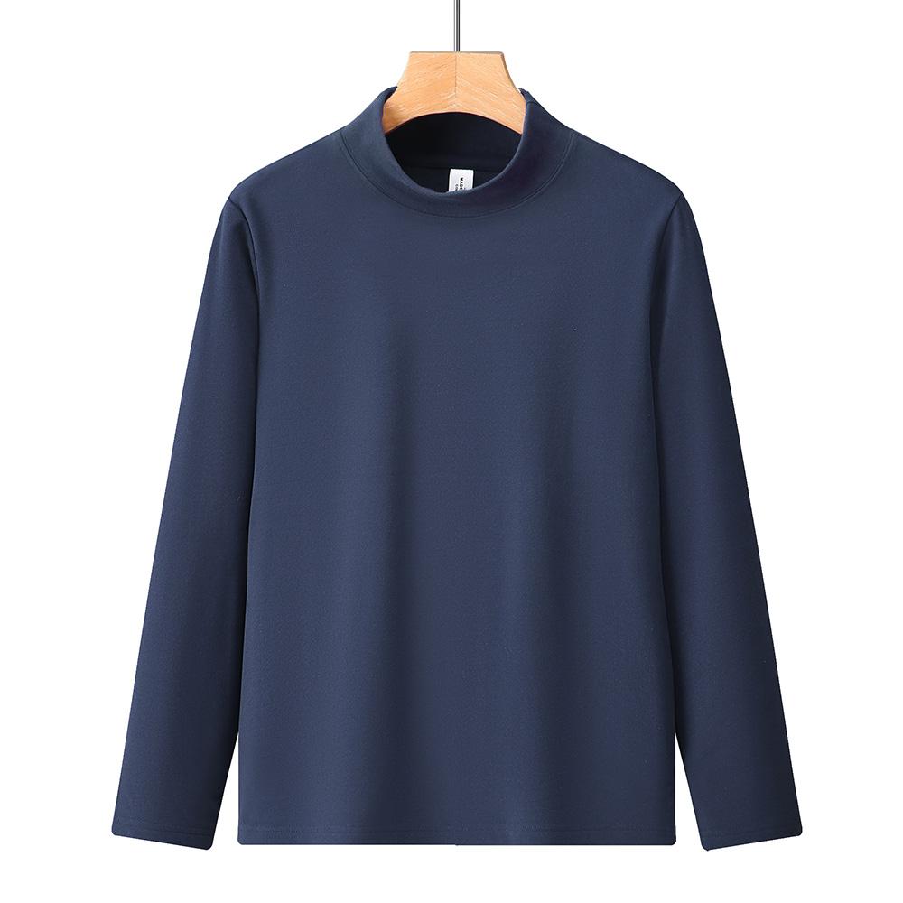 Men's Double-Sided High Neck Long Sleeve T-Shirt, Autumn Winter Turn Collar Thickened Warm Casual Lined Shirts HMDRC