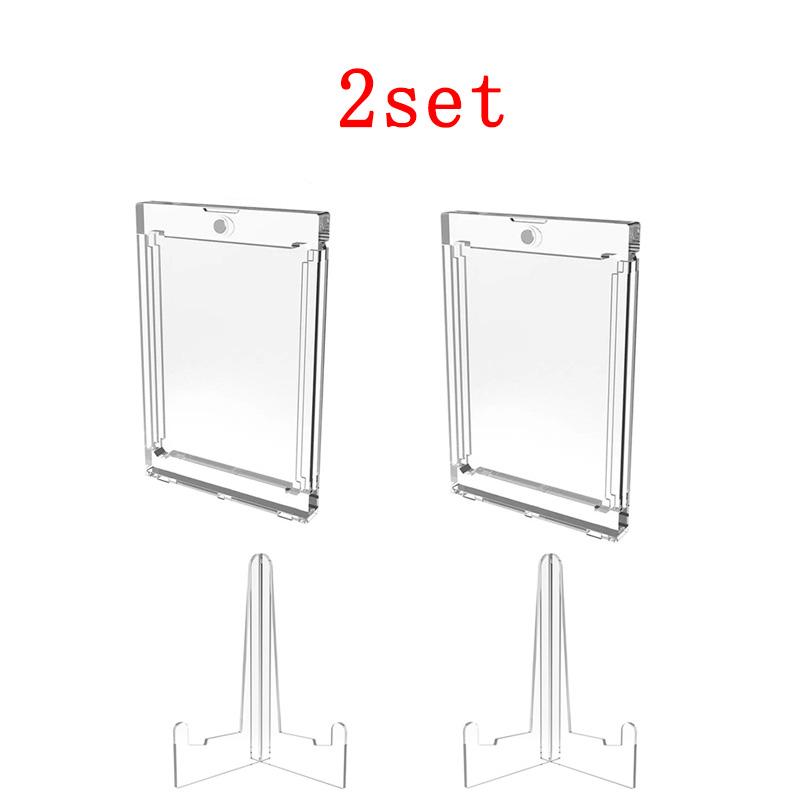 35Pt Magnetic Card Holder Set Display Case Fit For Yugioh Pokmon Game Sports Trading Cards Sleeves Hard Acrylic Protector Toy