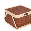 Bamboo Basket Woven Picnic Egg Storage Holder Sturdy Portable with Lid and Handle for Bread