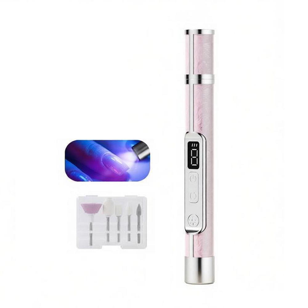 

2-in-1 Manicure and Pedicure Machine Rechargeable Nail Polisher Gifts Electric Nail File pink 5 head