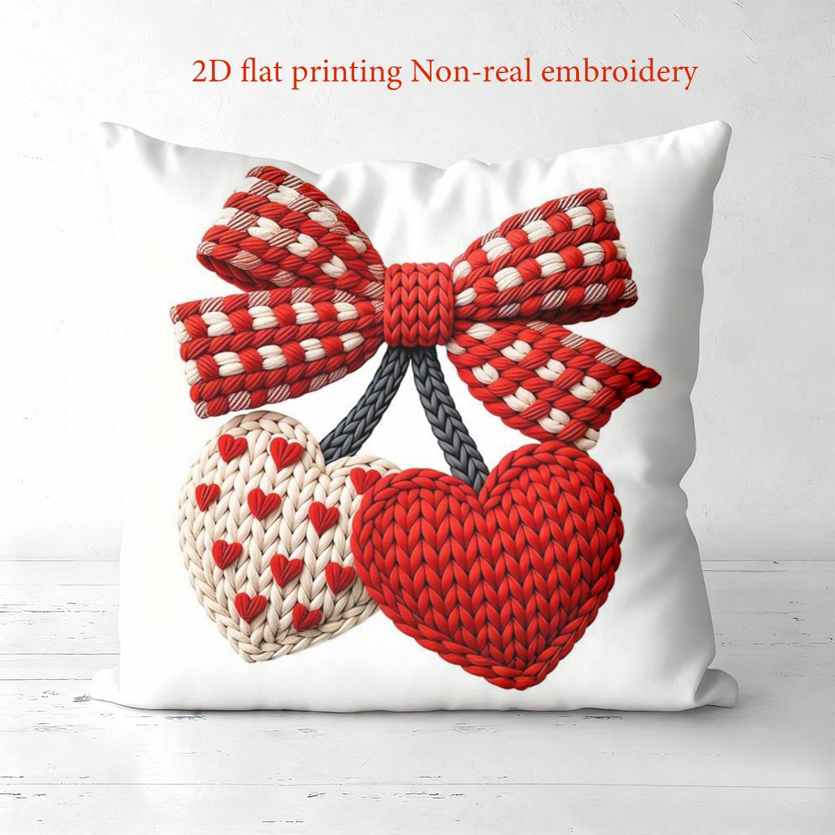 

1 Pieces Red Bow And Heart Patterned Decorative Throw Pillow Polyester pillowcase, sofa decorative cushion cov Headboard Pillow 45x45cm