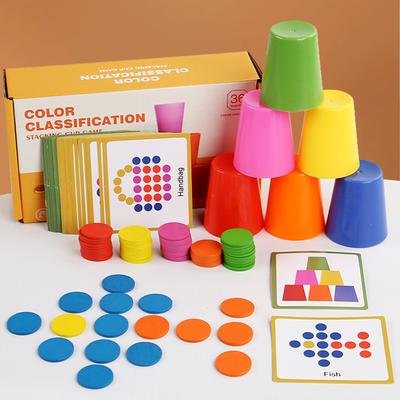 Non-Toxic Children'S Stacked Cup Game Fun Color Classification Cup Logical Thinking Training Matching Table Game Educational Toys For Kid