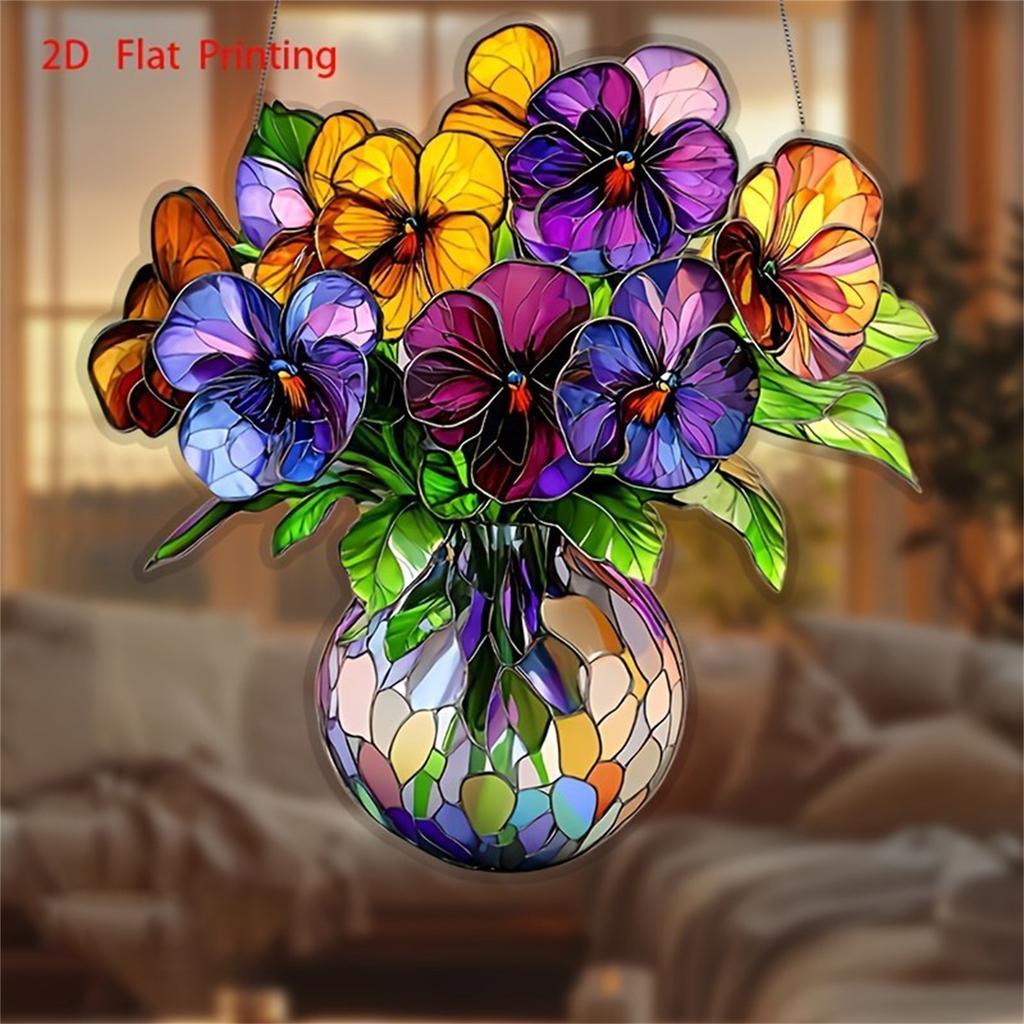 Colorful Blue Enchantress Vase 2D Acrylic Disc With Chain Jewelry Pendant Porch Decoration Hanging Sign