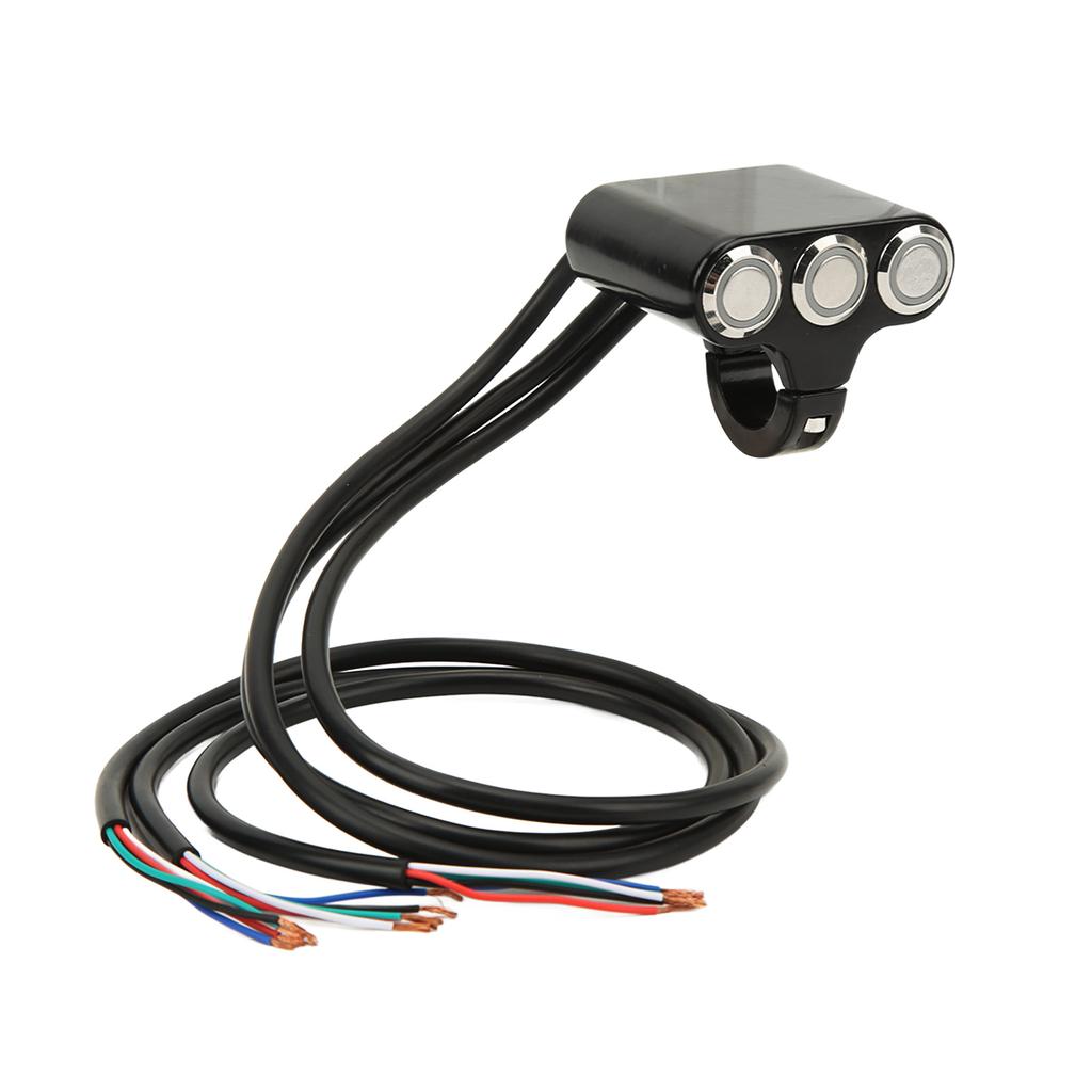 Motorcycle Push Button Aluminium Alloy 3 Bottons with Self Lock Reset Electric Bike Handlebar Switch for Conversion
