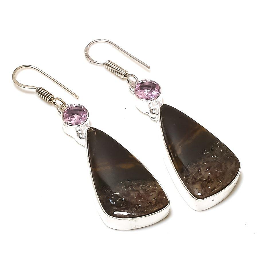 

Bloodstone, Kunzite Gemstone Handmade Ethnic Jewelry Earring 2.21 SR-2066