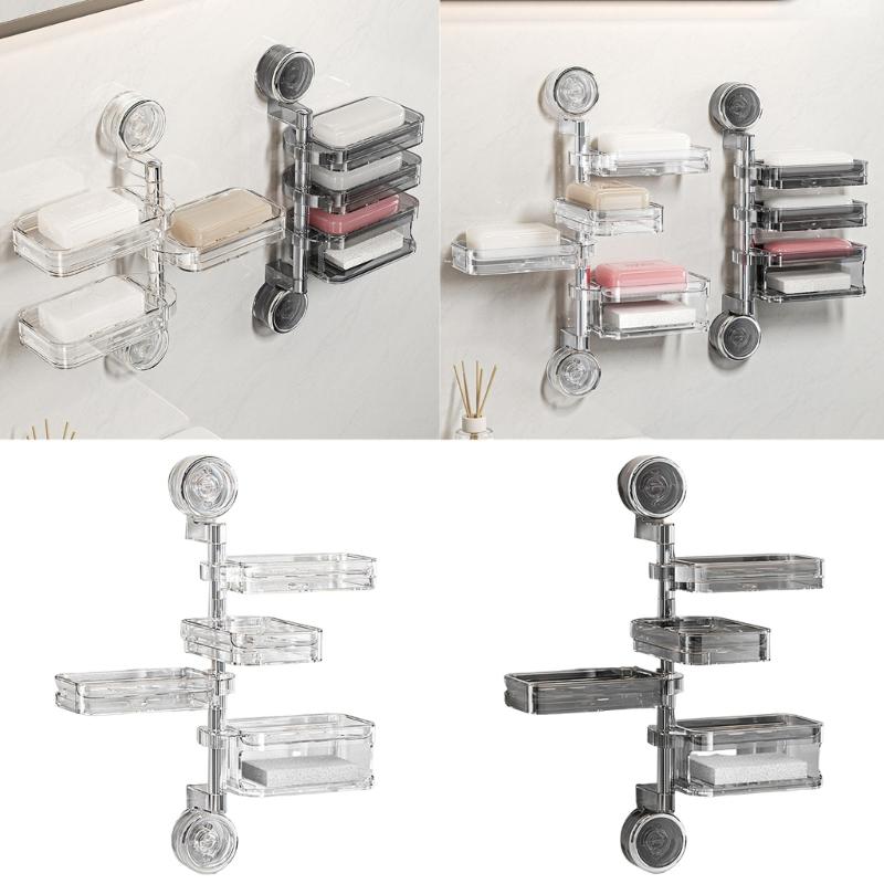 Saugnapf Wandmontierter Seifenhalter Mit Schnelltrocknendem Design Langlebiger Kunststoff Badezimmer-Organizer Für Küche Dusche Spülbecken Arbeitsplatte