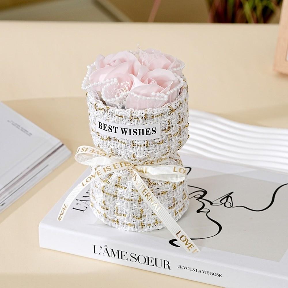 

Creative 3 Head Soap Rose Flower Handcrafted DIY Eternal Flower Mini Fragrance Flower Bouquet Valentine Day светло-розовый
