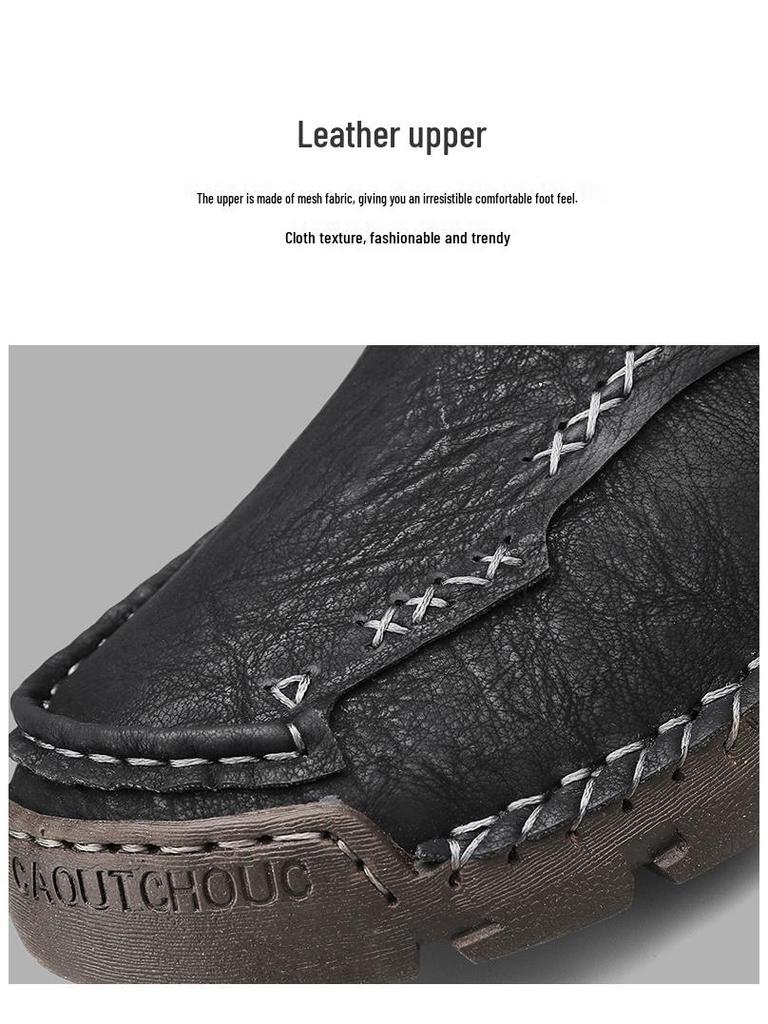 Men's Martin Boots: Autumn/Winter Zipper Casual Short Boots with Plus Size, Handmade Stitching, and Velvet Lining.