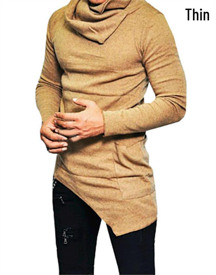 

Men s Thin Long Sleeve Stacked Neck Top - European & American Style for Autumn and Spring L хакі