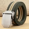 Men's Canvas Belt with Automatic Smooth Buckle - Casual Korean Style for Workwear, Students, and Outdoor Activities