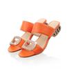 Woman Rhinestone Crystal Shoes Low Heel Sandals New Arrivals Brand Ladies High Heel Slippers Summer Slip -On Orange Yellow