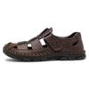 Mens Genuine Leather Sandals Breathable Outdoor Summer Casual Perforated Beach Shoes