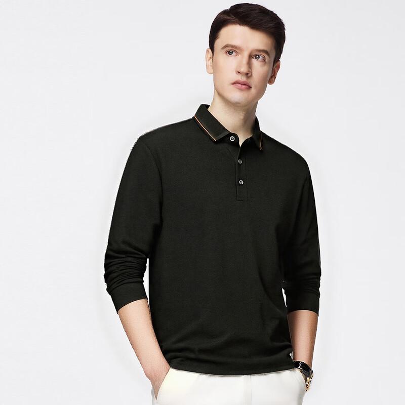 FIRS Men's 10A Antibacterial Silk & Wool Blend Color-Block Lapel Long-Sleeve Polo Shirt