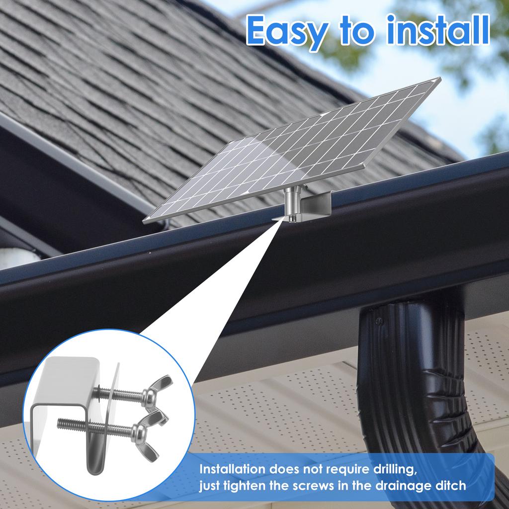 Gutter Mount for Solar Panel Adjustable Stainless Steel Mount Bracket Fou Eufy SoloCam Reolink Aosu Metal Gutter Mount Bracket