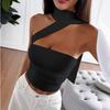 Spicy Girl Halterneck Strappy Bandeau Top - Sexy Backless Ruched Cropped Layer