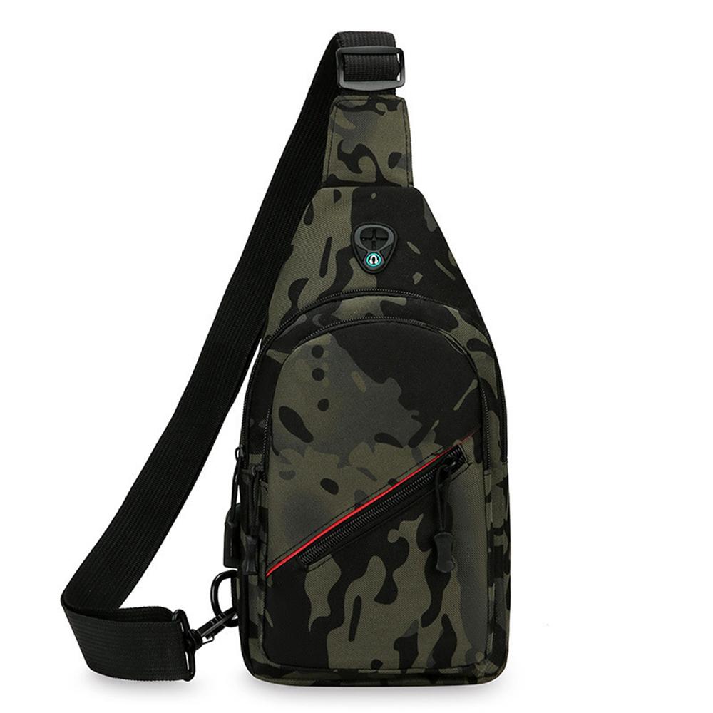 Men s camouflage chest bag, single shoulder crossbody bag, fashionable multifunctional leisure travel chest bag, single shoulder