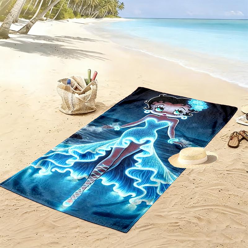 1pc Betty Boop Beach Towel, A Vibrant Beach Towel Suitable for Outdoor Activities, Camping, Hiking