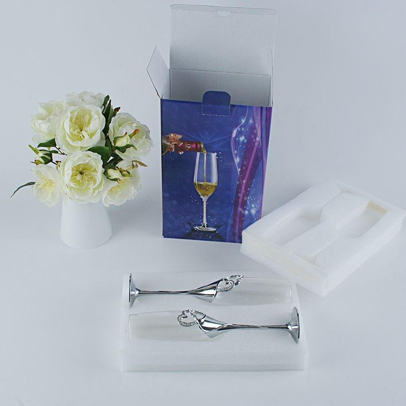 Heart-shaped Champagne Glass Gift Goblet Lead-free Crystal Glass Household Gift Wedding Couple Cup Box 2 Pcs