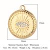 3pcs/Lot Peach Heart Crescent Mirror Polished 316 Stainless Steel DIY Charm Eye Sun Star Moon Rhinestone Jewelry Pendant