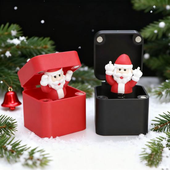 1/2/4Pcs Christmas Middle Finger In A Box Ornament Pop-up Santa Claus Reindeer Snowman Box Desktop Decoration Tricky Props Gag Prank Gift