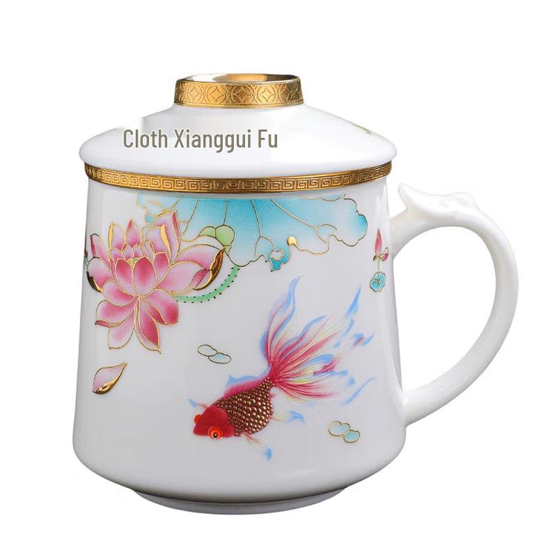 Mutton-Fat Jade Ceramic Office Tea Cup