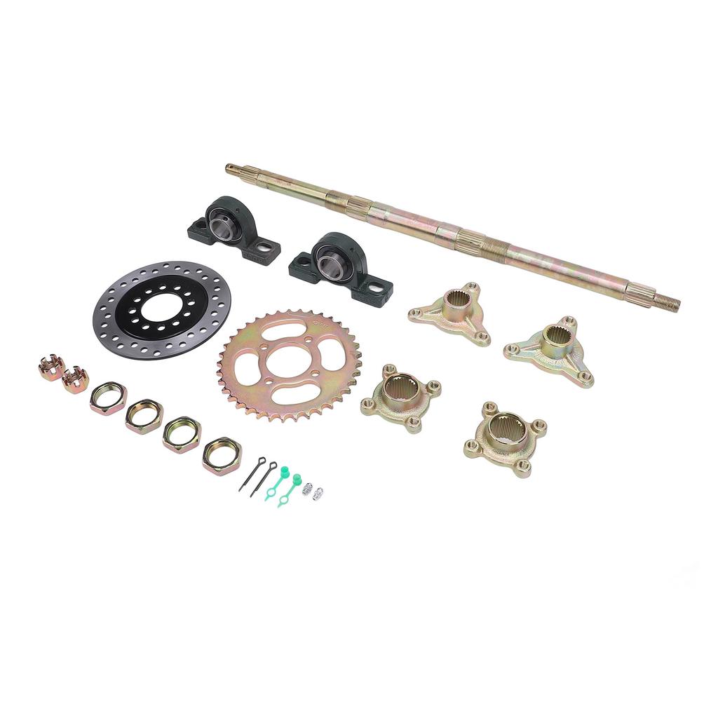 Go Kart Rear Axle Kit 24 Inch Heavy Duty Sprocket Brake Disc Base Rear Axle Assembly Set for 50 to 150CC DIY Rebuilt