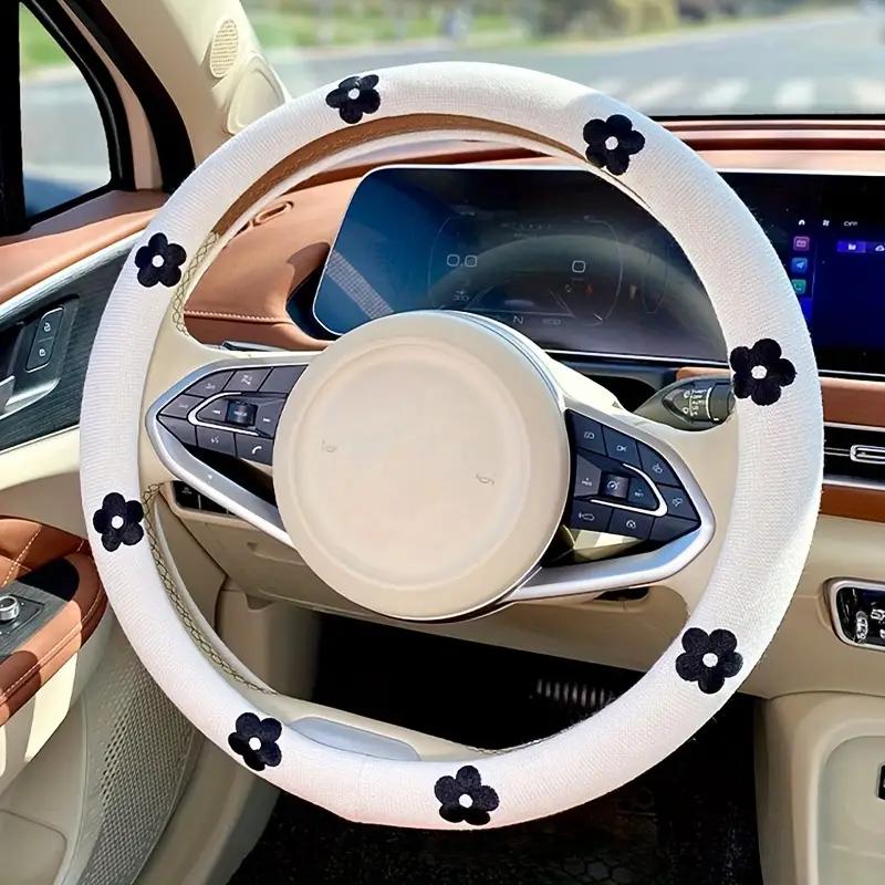Decoration Knitted Styling Interior Accessories Product Universal Car Cute Daisy Flower Steering Wheel Cover Car Interior