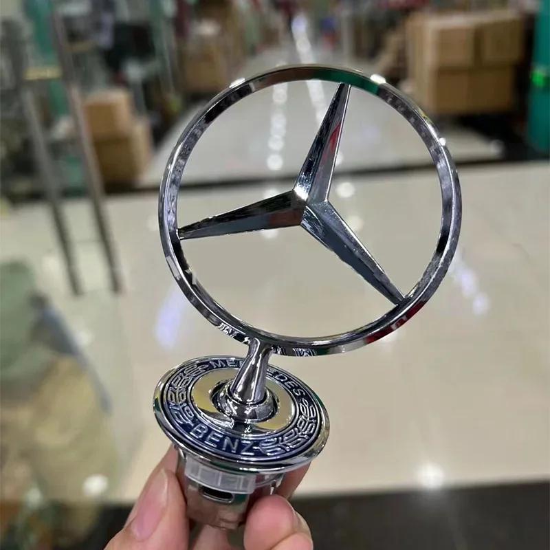 CEJ1 2025 Hot For Benz 1pcs Star Bonnet Chrome Badge 44mm Car Front Hood Emblem Logo For Mercedes Benz C E S Class W204 W205 W211 W21