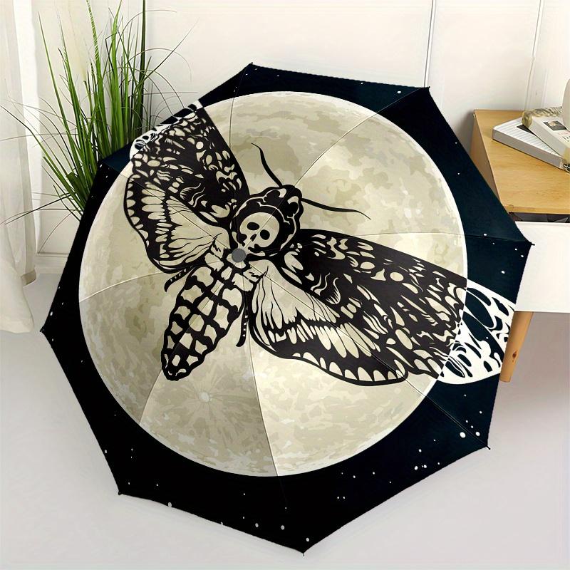 

Moonlit Moth: Mystical Nighttime Insect Art Print Umbrella, Cute Umbrella with Cute Design, Portable 3-Fold Compact Umbrella for Men & Women, Valent