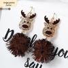 Retro Western Elk Acrylic Christmas Stud Earrings for Women