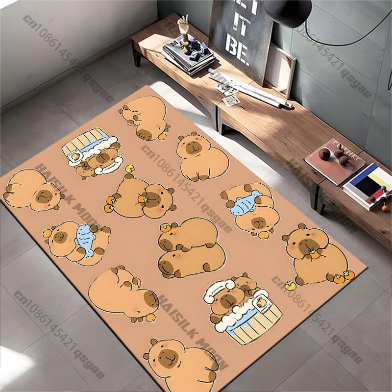 Cute capybaras relaxing together carpet Yoga living room room decor children's crawling mat doormat area rug games mat