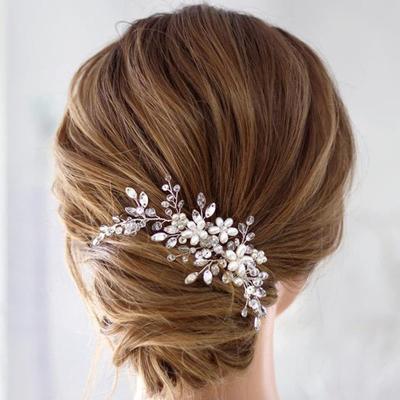 Fashion Crystal Flower Hair Combs Clips Bridal Wedding Hair Accessories for Women Bride Headpiece Hairpins Bridesmaid Jewelry