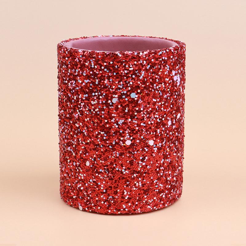 

Sparkling Makeup Brush Bucket Cosmetic Storage Pen Box Comb Lipstick Brush Container Home Storage Box For Desktop червоний