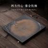 Retro Creative Ceramic Tea Tray, Antique Gilt Stoneware, Dual-use Square Tea Tray, Drain Tea Table, Japanese Style Simple Tray