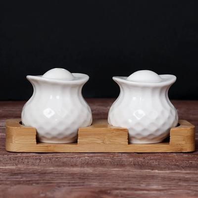 Creative Irregular Shape Ceramic Relief Seasoning Bottle Set Nordic White Pepper Bottle A Pair of Salt Boxes Kitchen Supplies