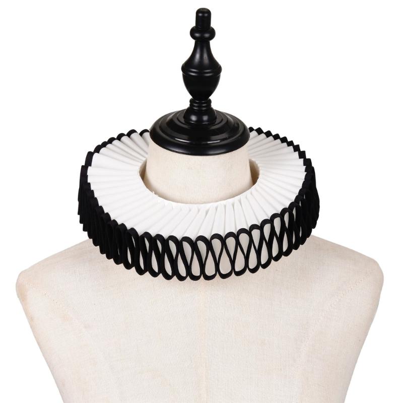 Vintage Renaissances Elizabethan Ruff Collar Victorian Edwardian Costume Neck Ruffle for Halloween Masquerades Cosplay