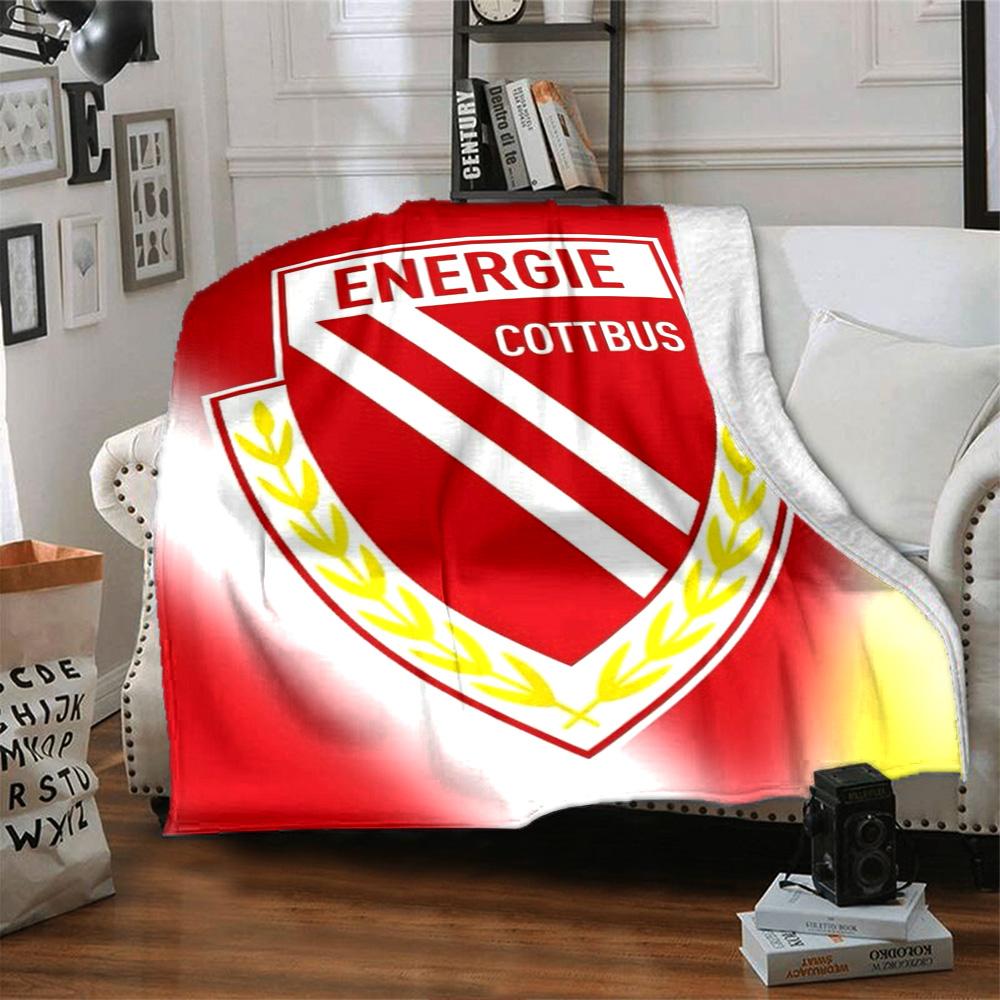 Energie Cottbus Club Emblem Gradient Print Flannel Throw Blanket Soft Plush Blanket for Sofa Couch Bedroom Sport Fan Home Decor