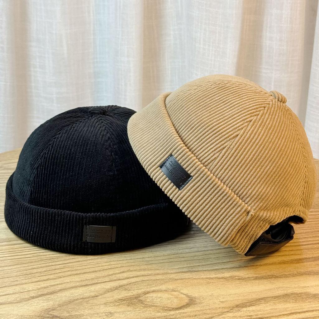 Corduroy Melon Skin Hat for Men and Women Japanese Style Fashionable and Versatile Landlord Hat Autumn and Winter Ruffian Hip Hop Sailor Hat