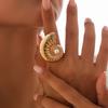DIEZI Exaggerated Starfish Conch Pearl Rings For Women Men Girls Punk Fashion Beach style Gold Silver Color Knuckle Joint Ring