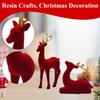 Figurine de Cerf de Noël Rouge Or Bois de Cerf Décoration de Noël Artisanat en Résine Décoration de Maison Ornement de Cerf Festif Décor de Fête
